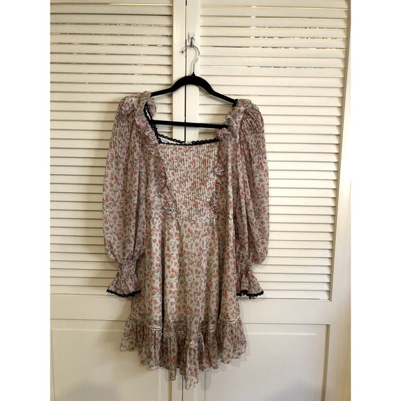 LUG VON SIGA Madison Shirred Floral-print Crepe De Chine Mini Dress - Picture 6 of 9